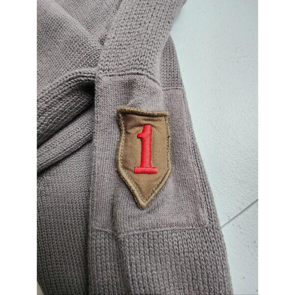 US Army 1st Infantry Division Sweater Mens Extra Large Gray Half Zip Cotton - Picture 3 of 13